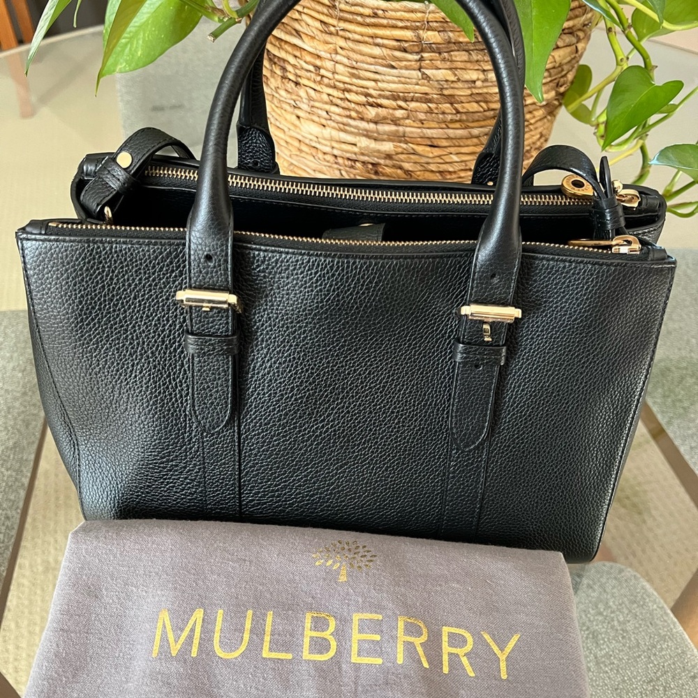Authentic Mulberry Small Bayswater Double Zip Satchel bag in Black - Picture 2 of 16